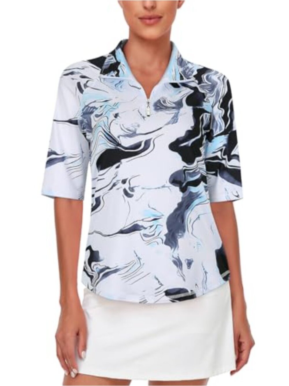 Women's Golf Polo Shirt Quick Dry Half Sleeve Quarter Zip Athletic Top